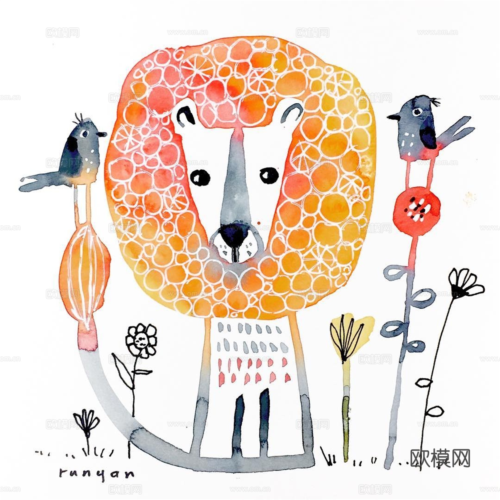 可爱动物手绘，创意童趣插画，猫咪动物插画，治愈系插画，可爱儿下载