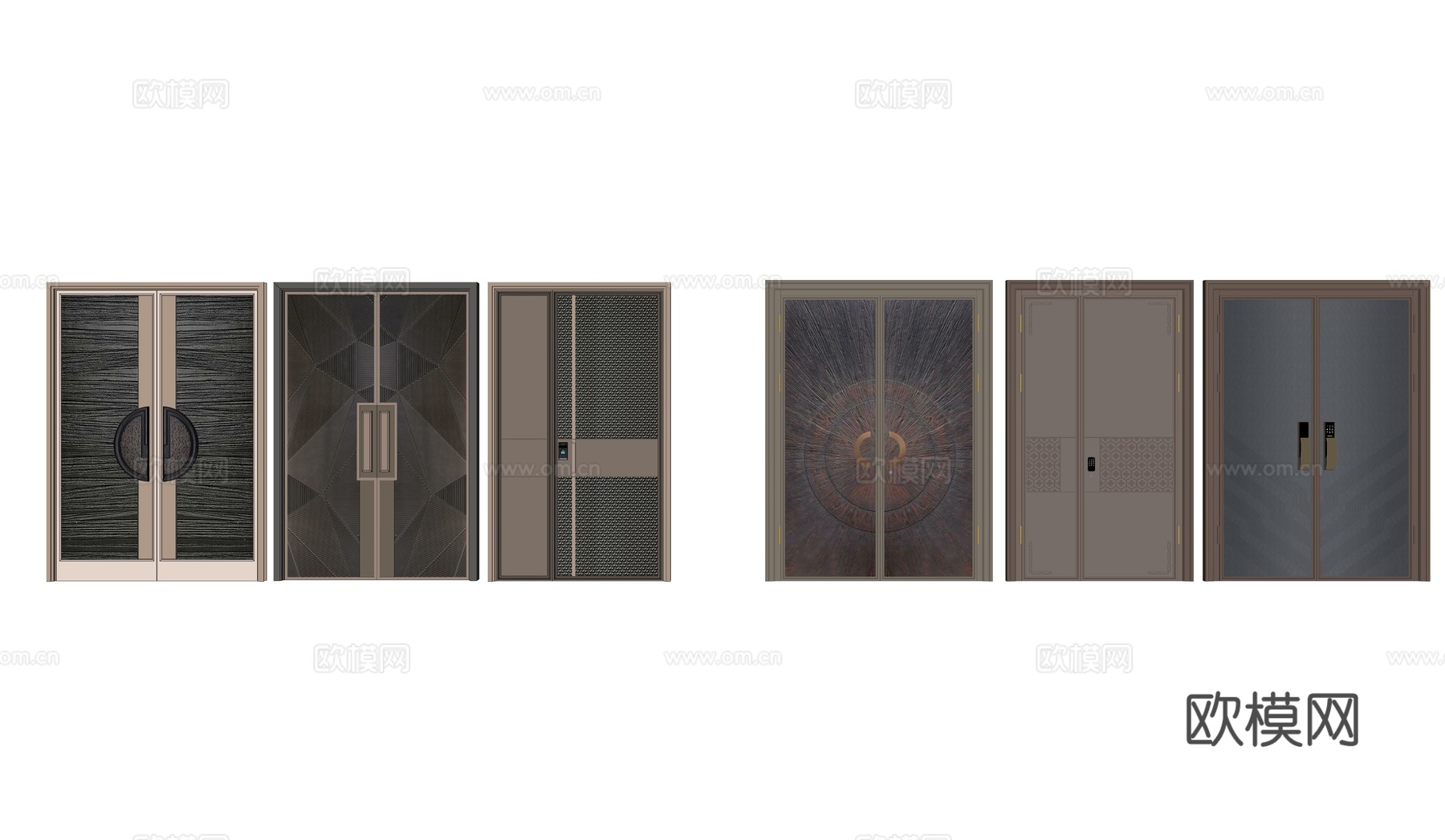 现代轻奢双开入户门su模型