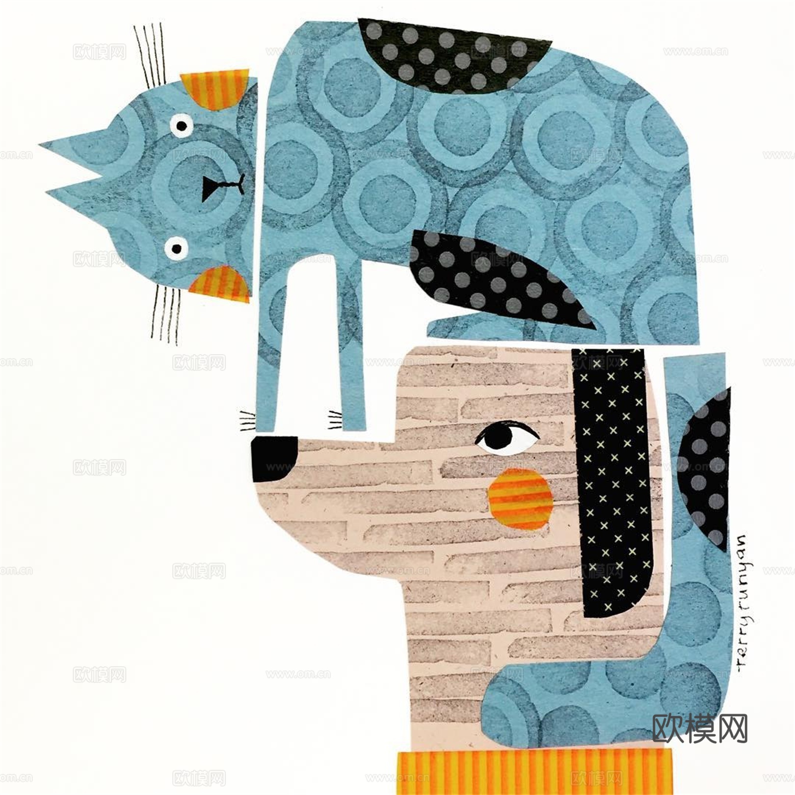 可爱动物手绘创意童趣插画猫咪动物插画治愈系插画可爱儿童插画下载