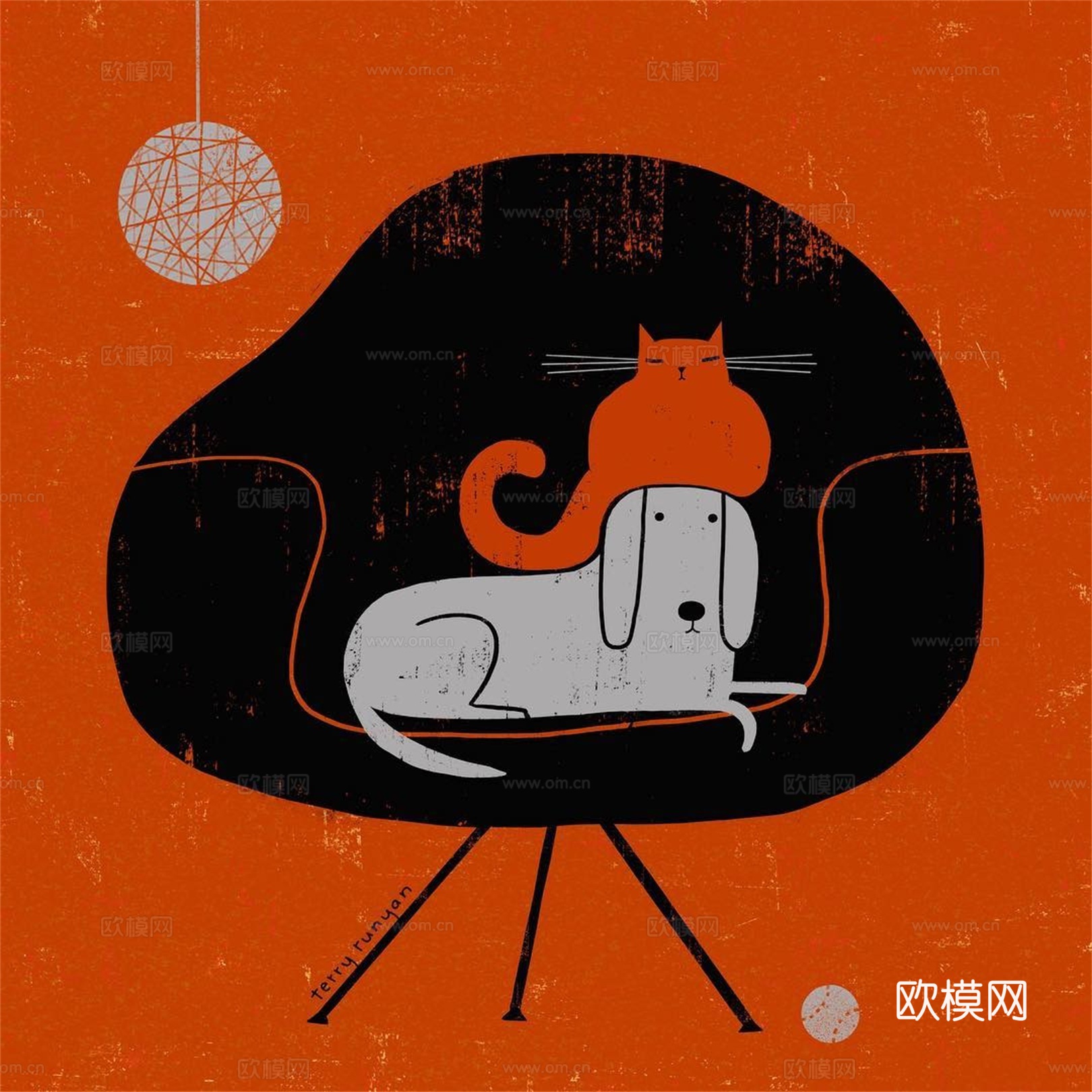 可爱动物手绘创意童趣插画猫咪动物插画治愈系插画可爱儿童插画下载