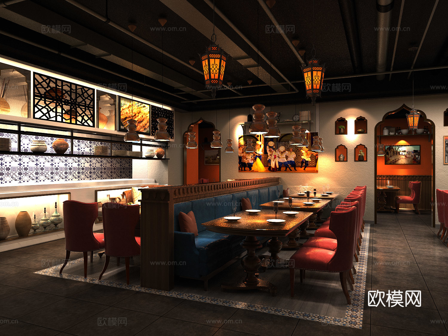 民族餐厅 最新全套施工图 效果图合集cad施工图