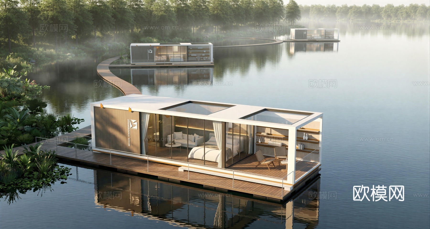 滨水太空舱民宿su模型