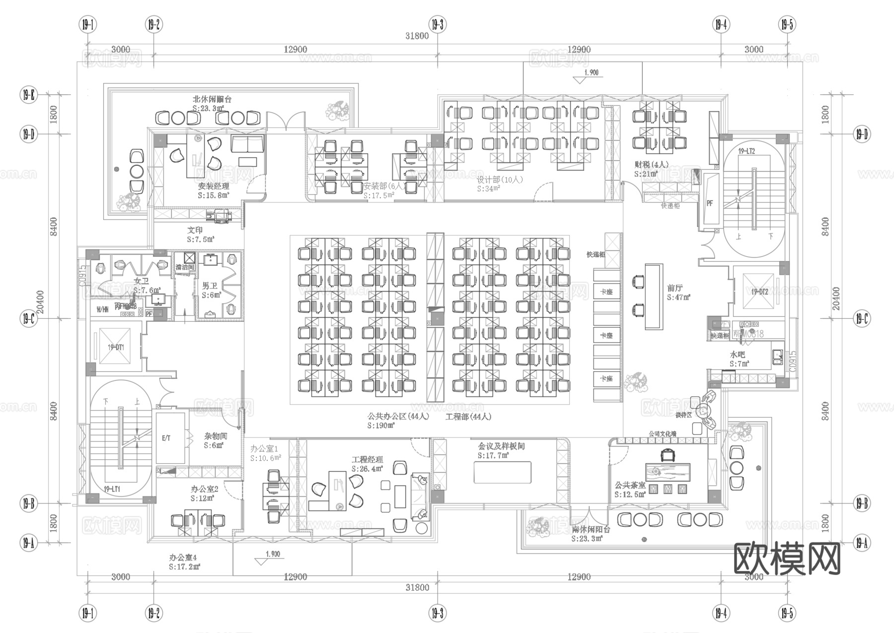 公司办公室 最新全套施工图 效果图合集cad施工图