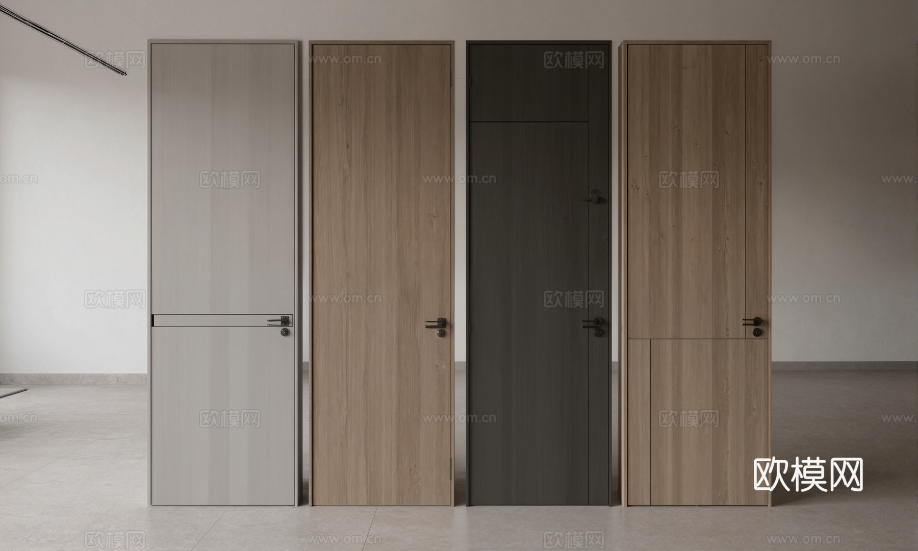 现代单双开入户门房门su模型