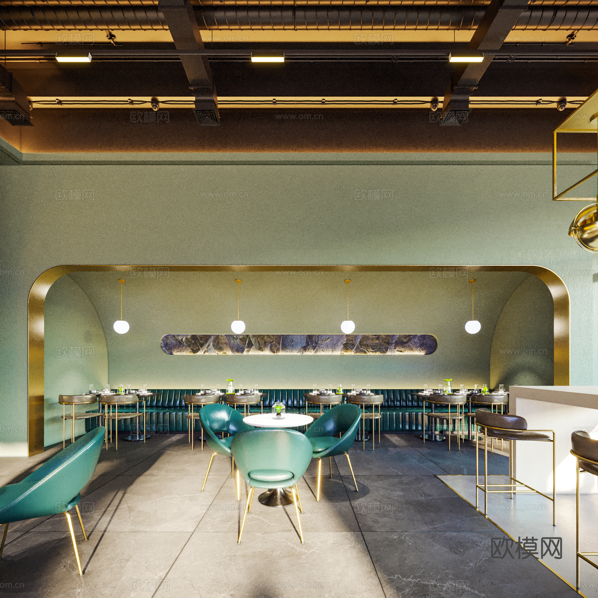 西餐厅 员工餐厅 最新全套施工图 效果图合集cad施工图