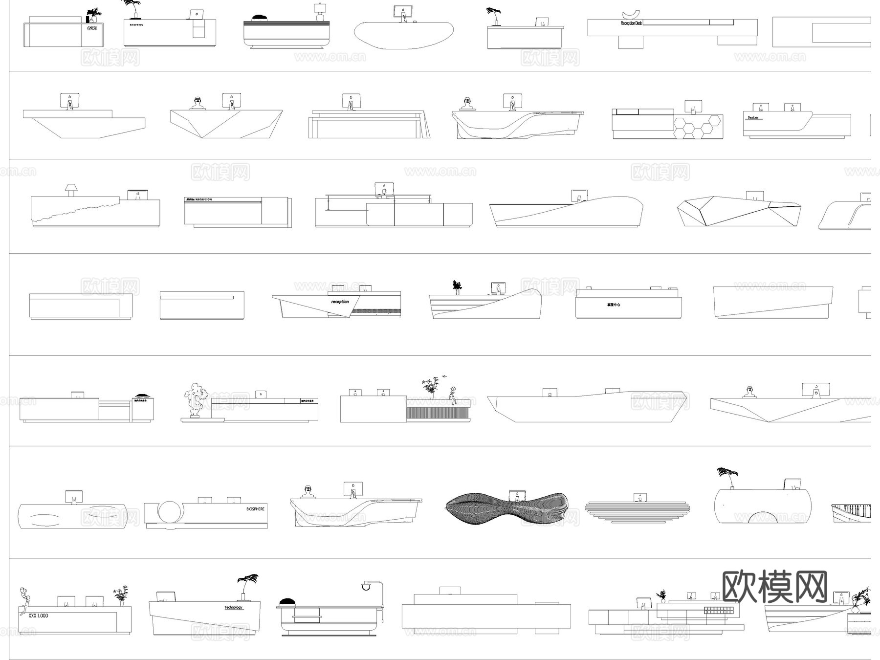 2026年最新迎宾台前台接待台CAD图库cad施工图