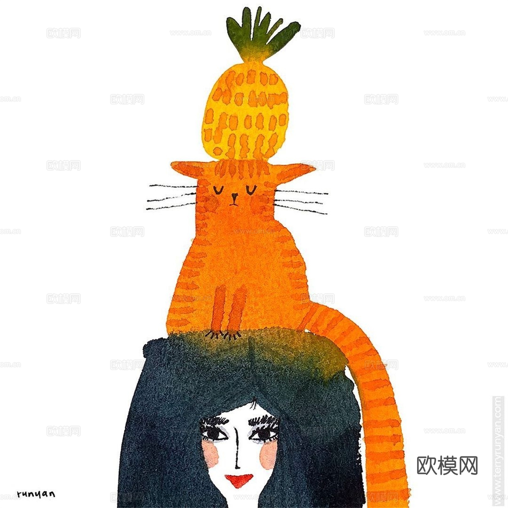 可爱动物手绘创意童趣插画猫咪动物插画治愈系插画可爱儿童插画下载