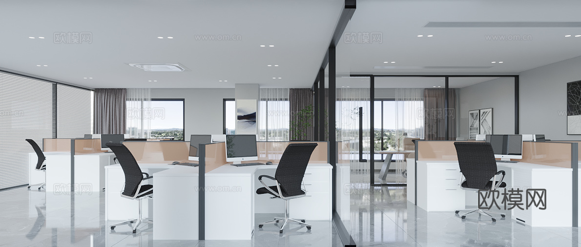 科技办公室 最新全套施工图 效果图合集cad施工图