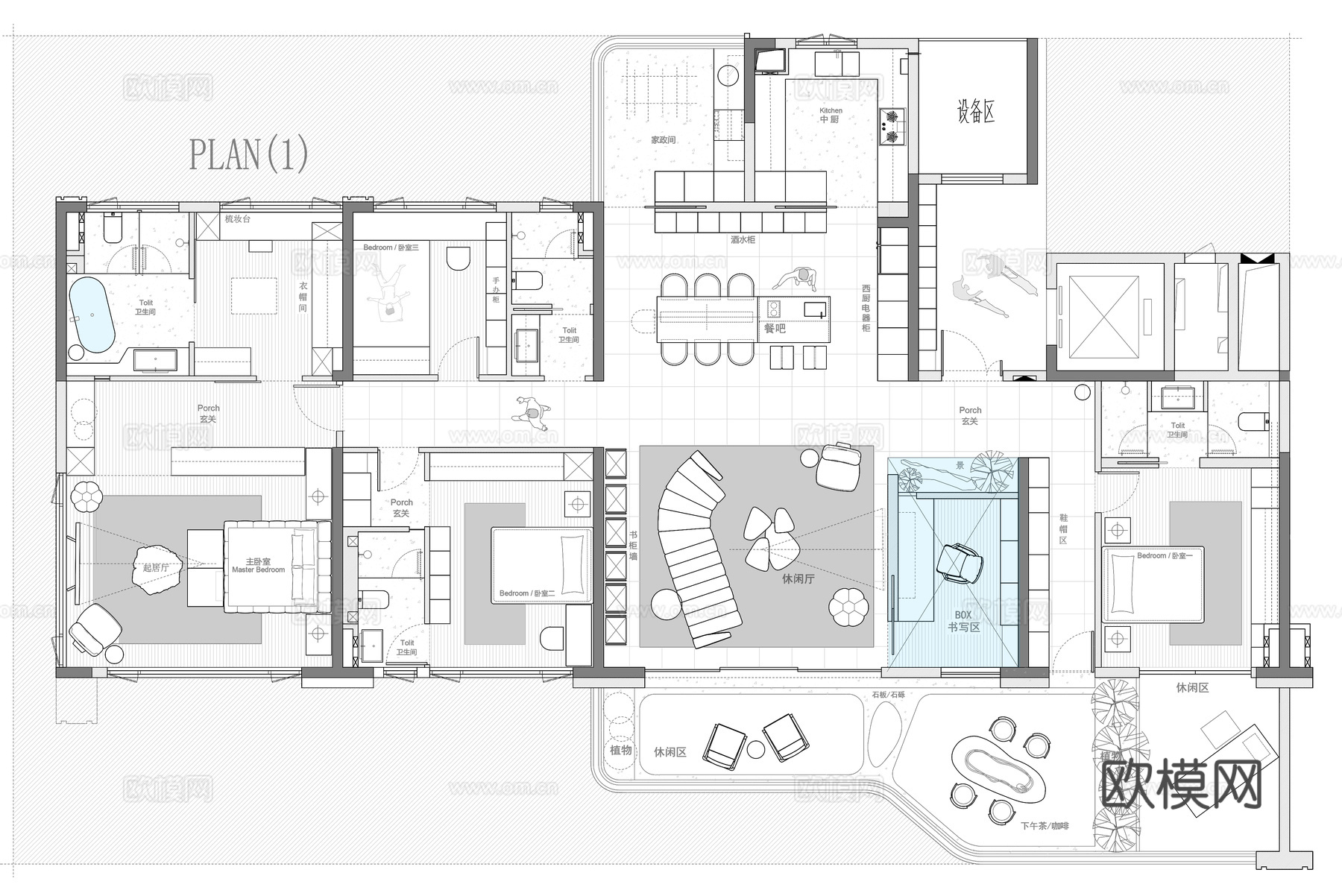 270㎡大平层 平面图cad施工图