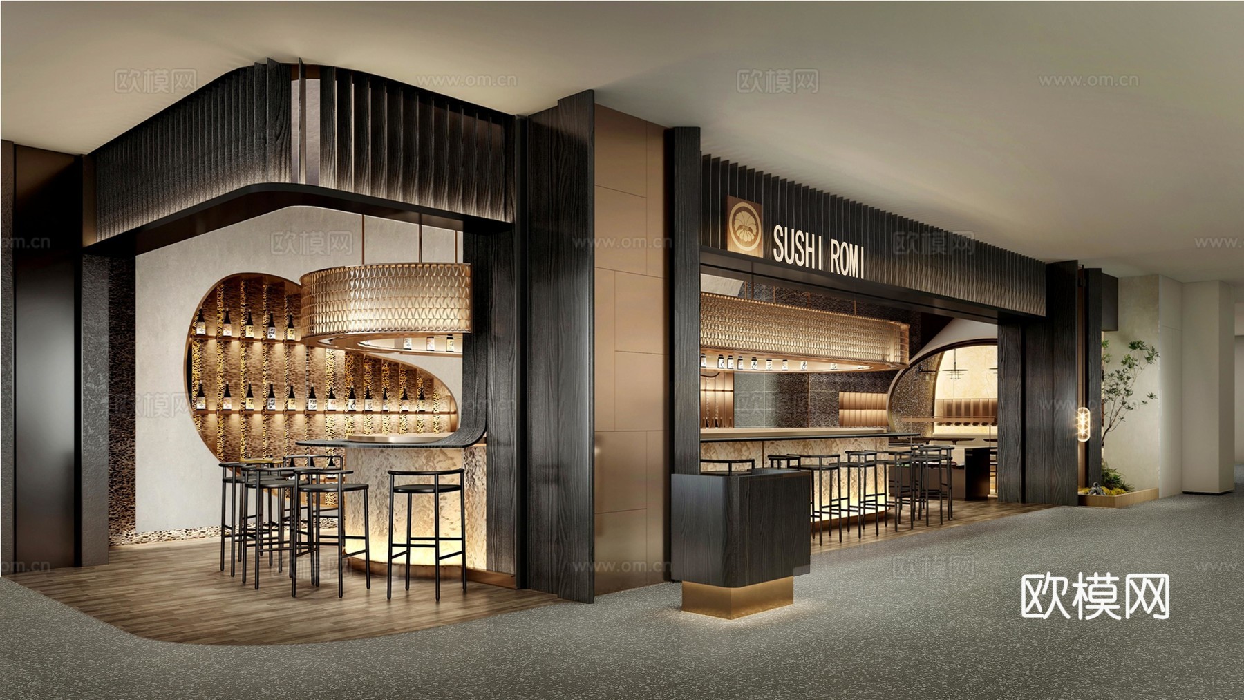 特色寿司店 最新全套施工图 效果图合集cad施工图