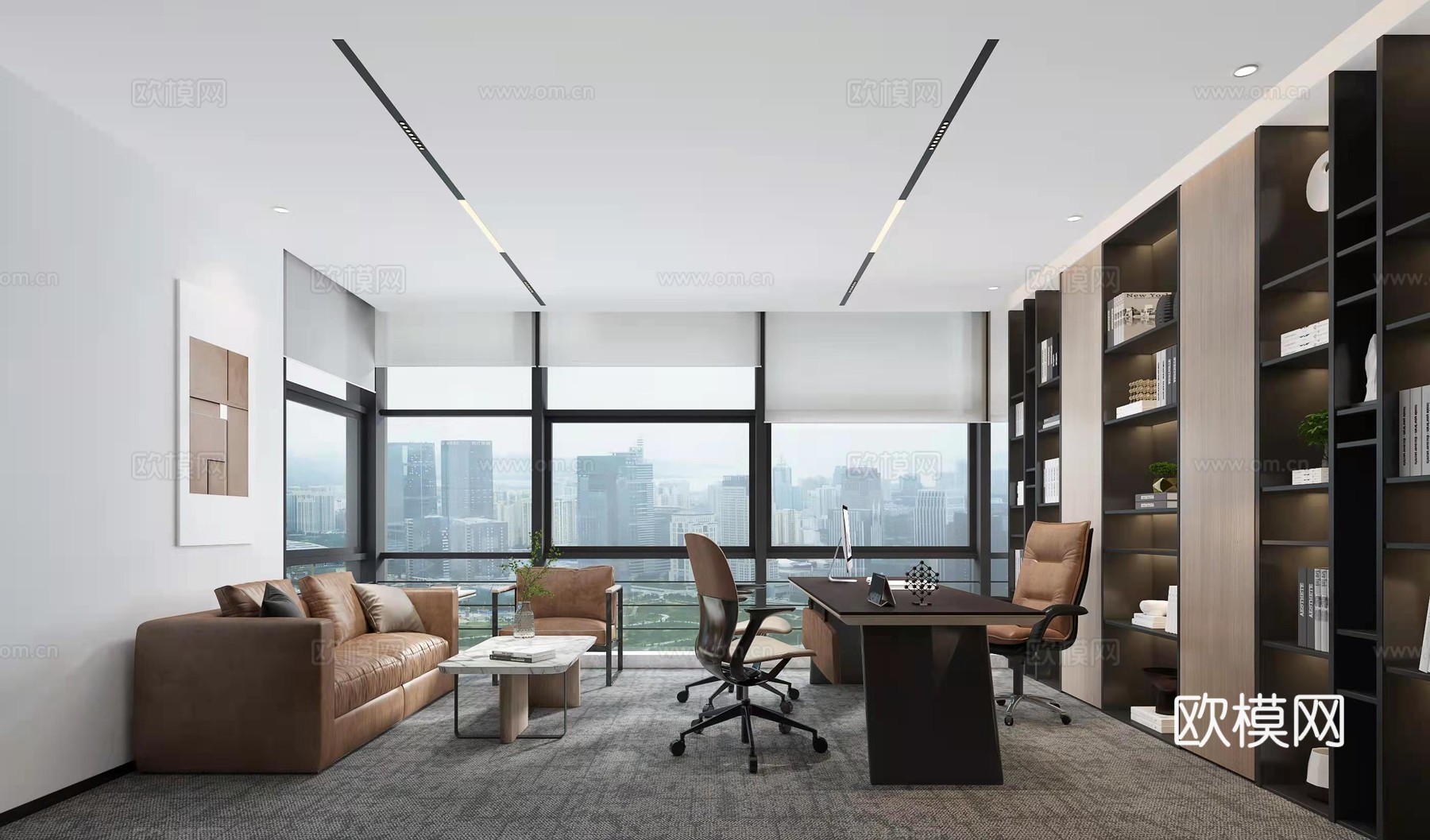 公司办公室 最新全套施工图 效果图合集cad施工图