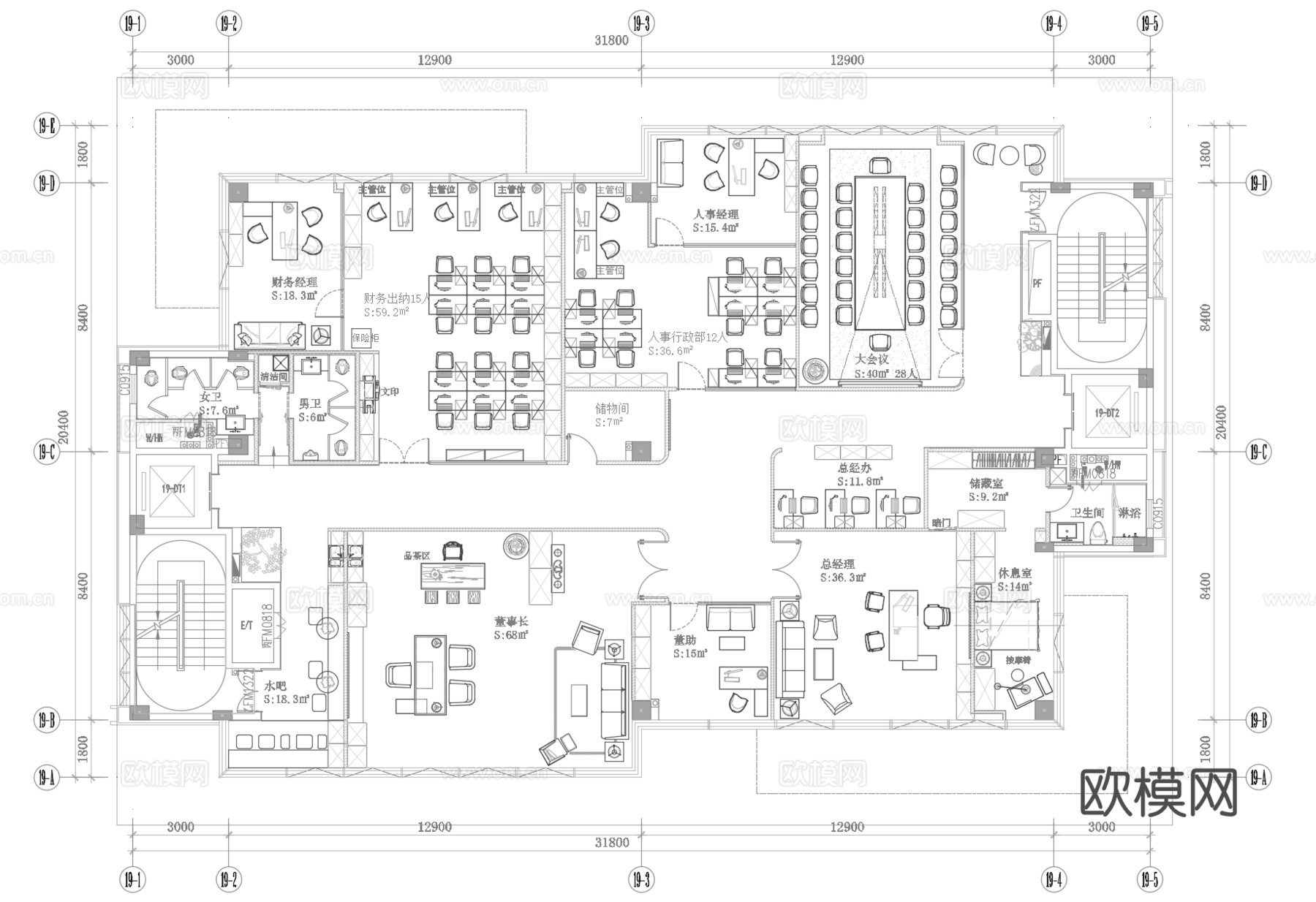 公司办公室 最新全套施工图 效果图合集cad施工图