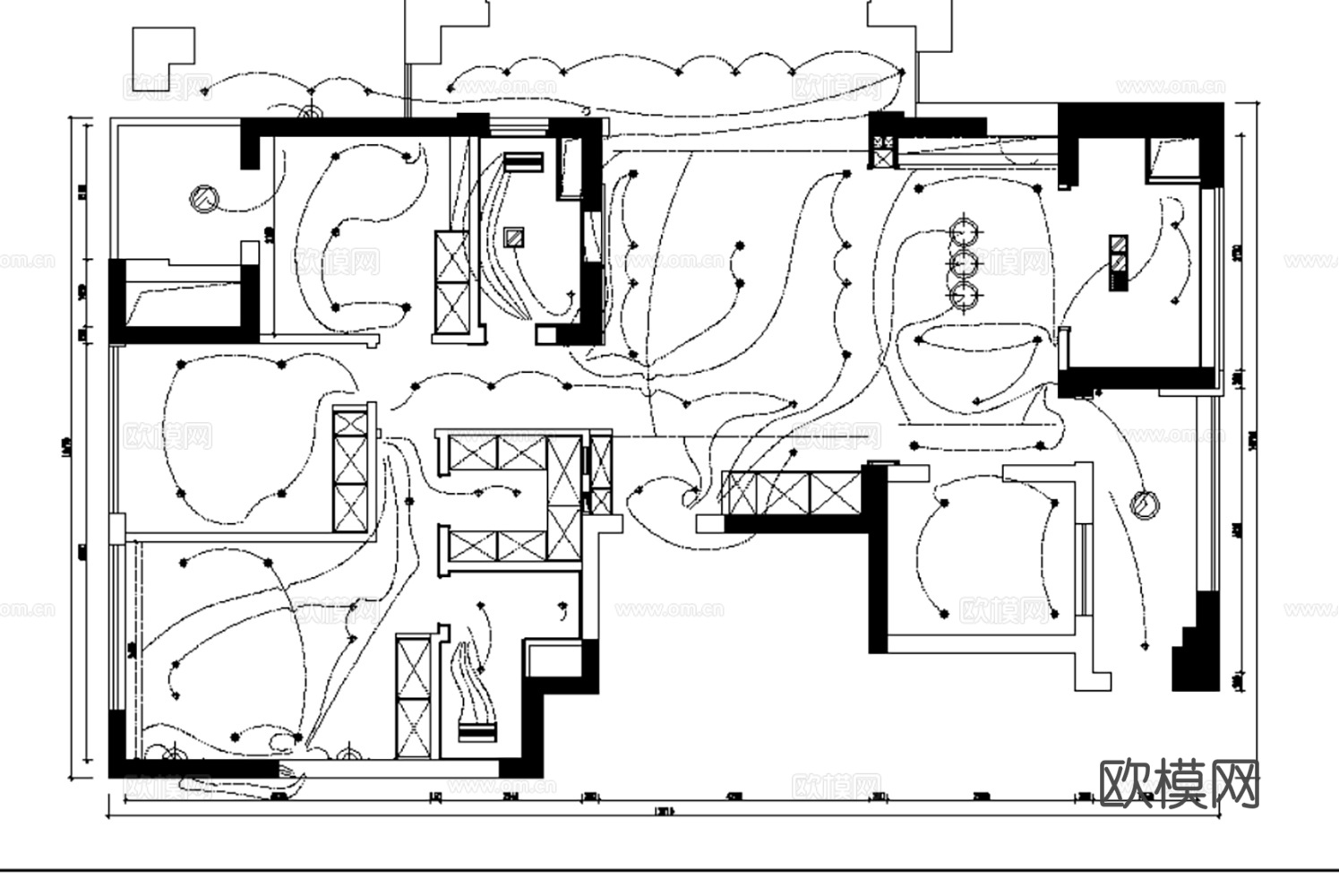 8套无主灯设计住宅样板间大平层别墅CAD施工图实景图cad施工图