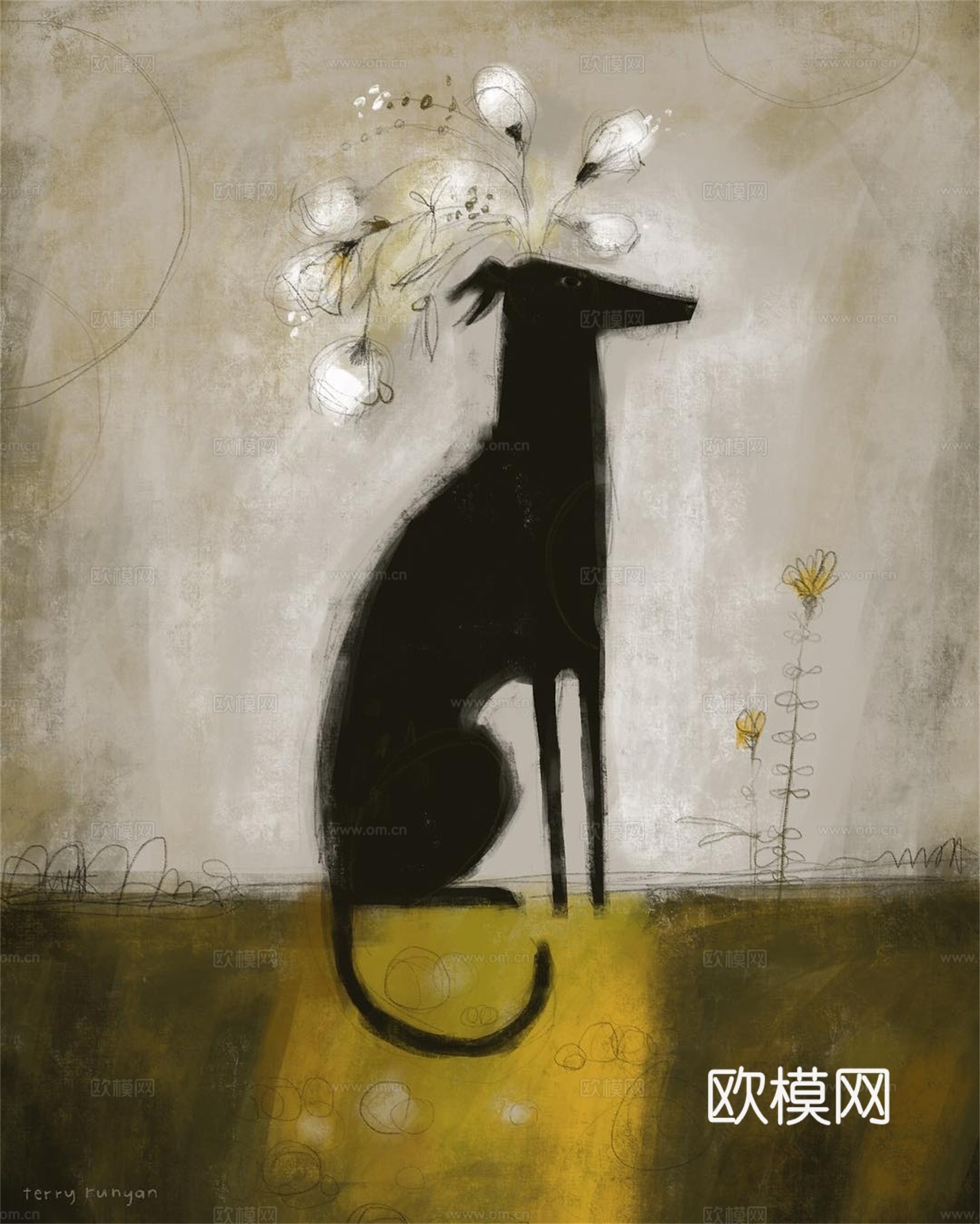 可爱动物手绘创意童趣插画猫咪动物插画治愈系插画可爱儿童插画下载