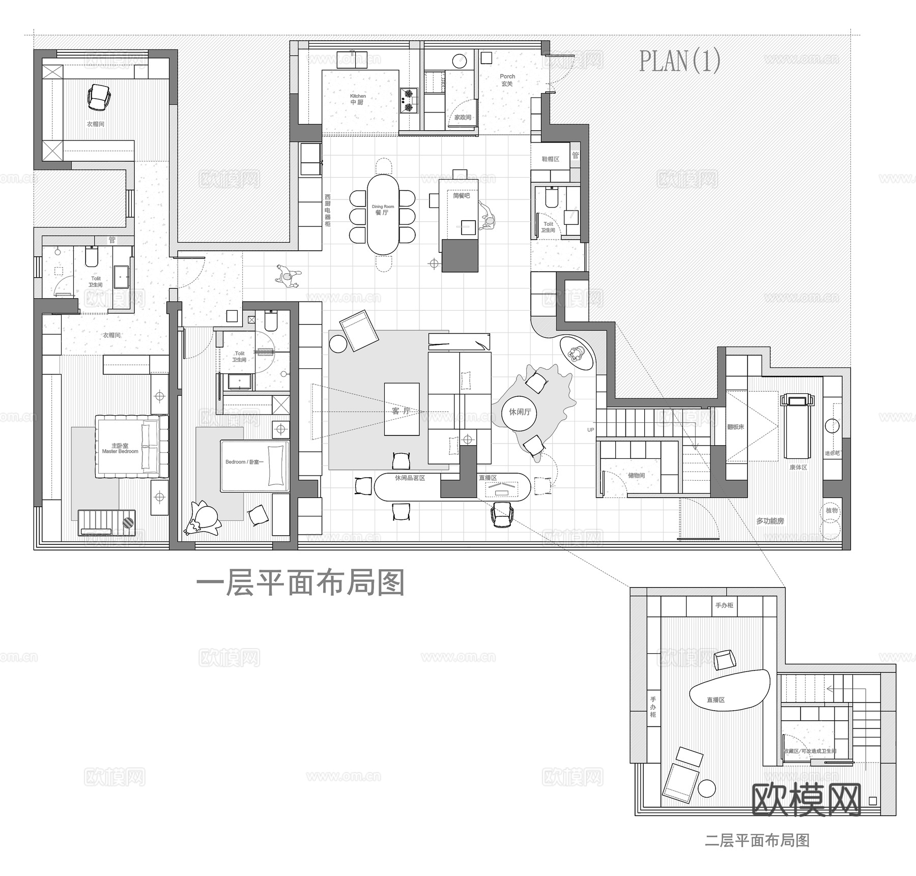 277㎡复式 平面图cad施工图