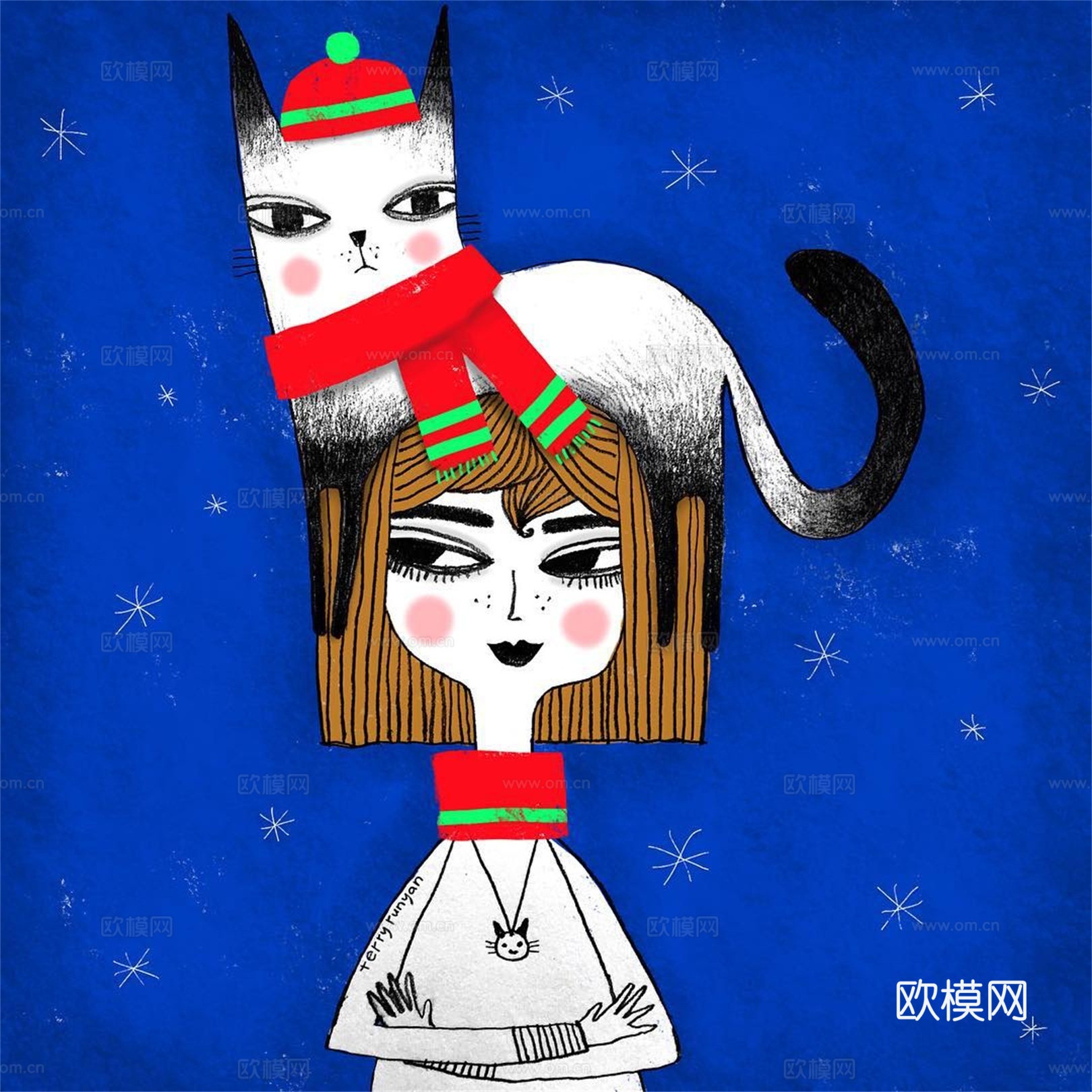 可爱动物手绘，创意童趣插画，猫咪动物插画，治愈系插画，可爱儿下载