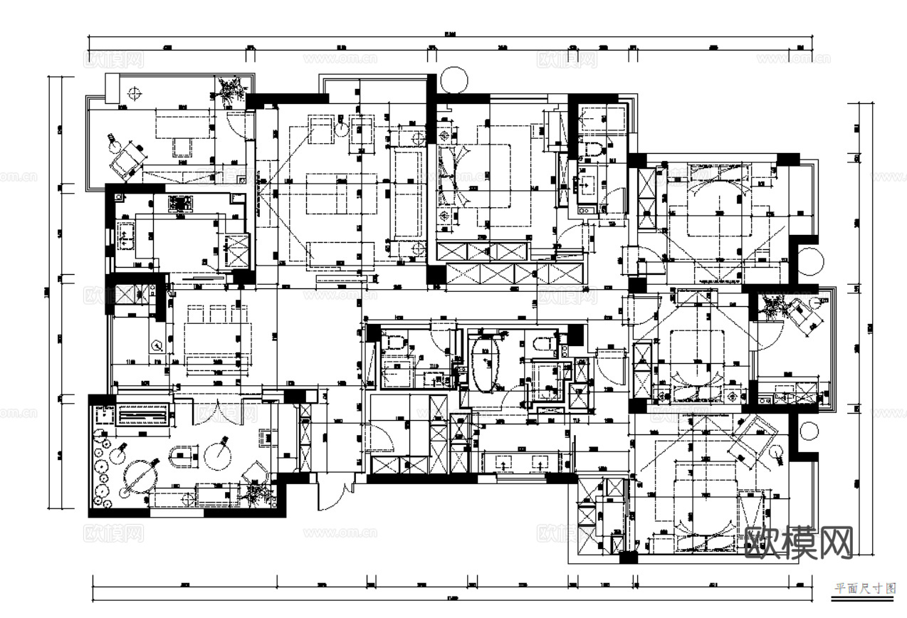 8套无主灯设计住宅样板间大平层别墅CAD施工图效果图实景图cad施工图