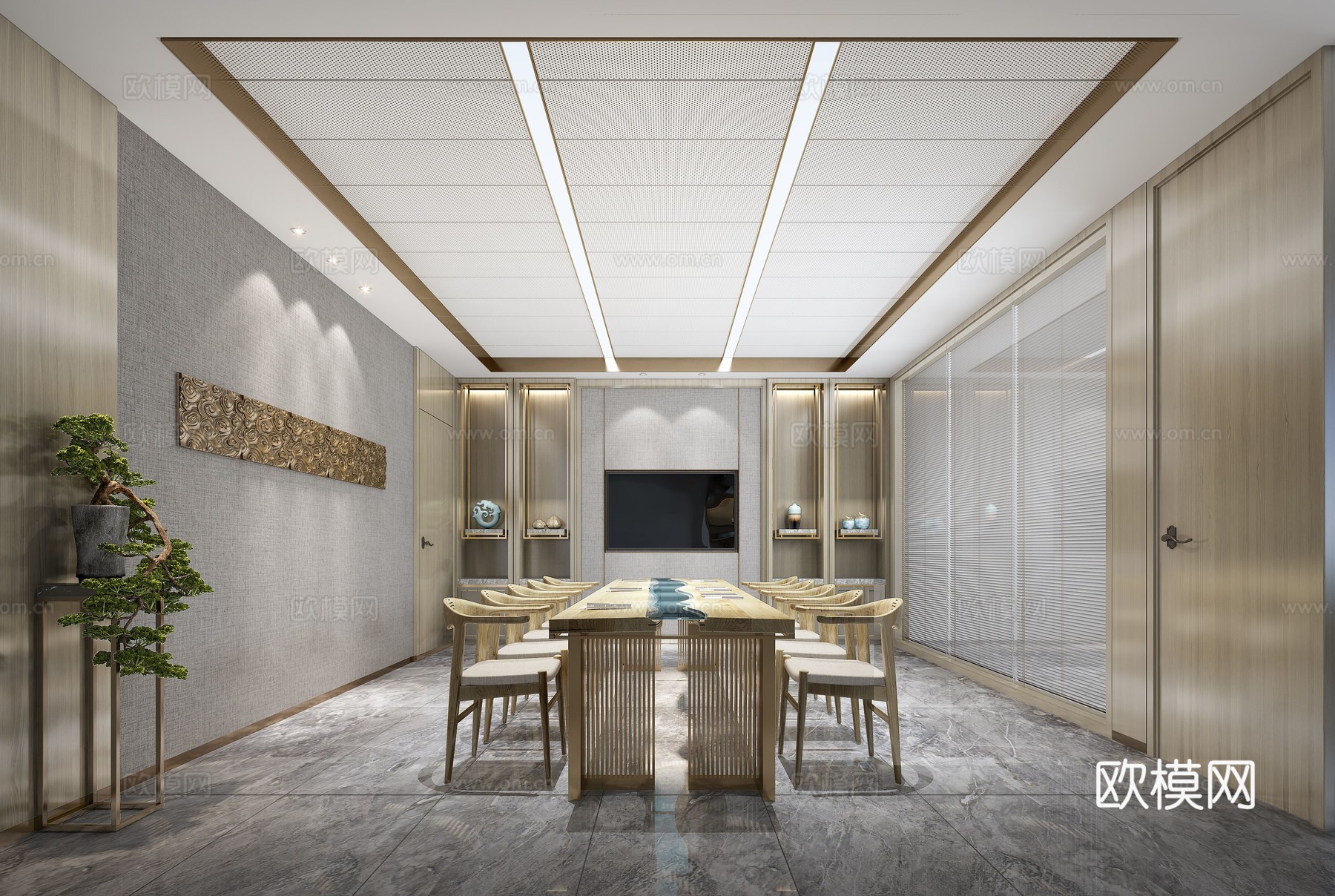 200平办公室 最新全套施工图 效果图合集cad施工图