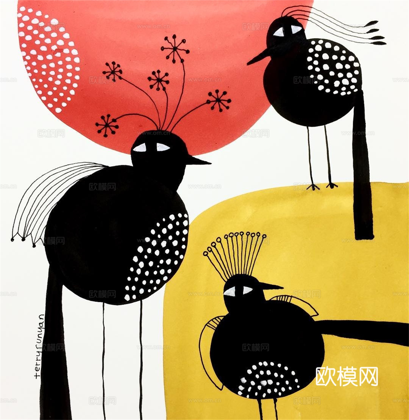 可爱动物手绘创意童趣插画猫咪动物插画治愈系插画可爱儿童插画下载