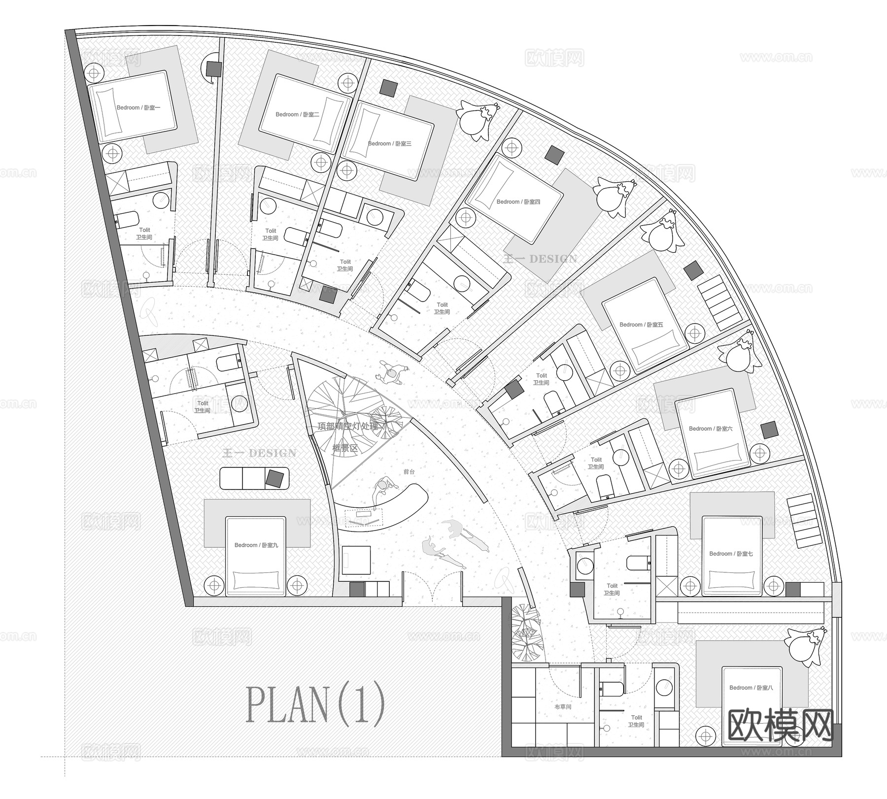 240㎡大平层 平面图cad施工图