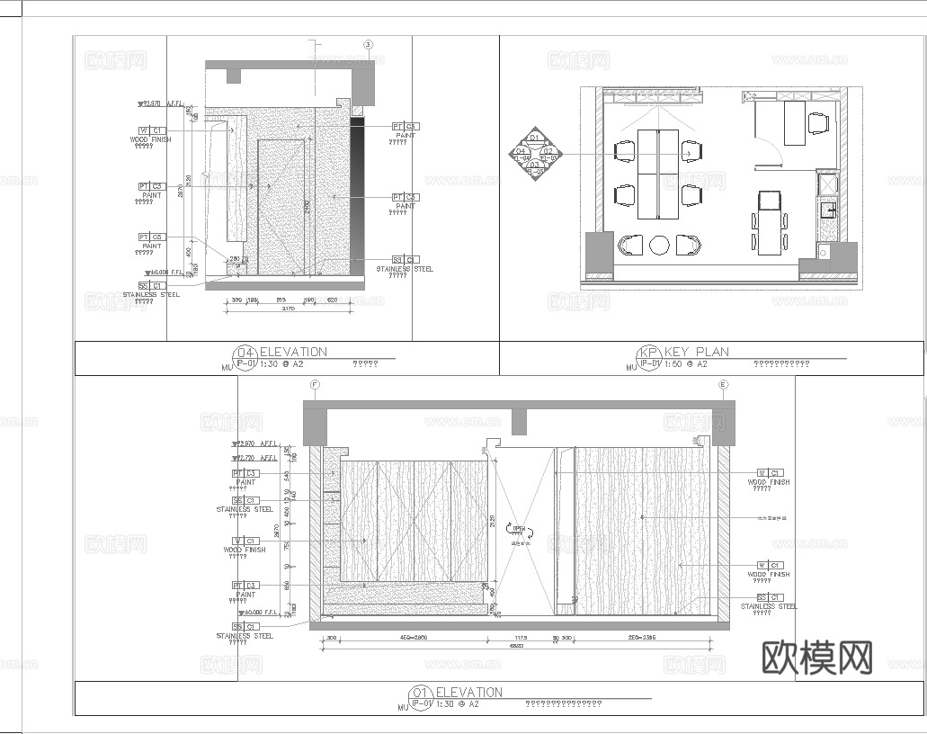 高层办公室 最新全套施工图 效果图合集cad施工图