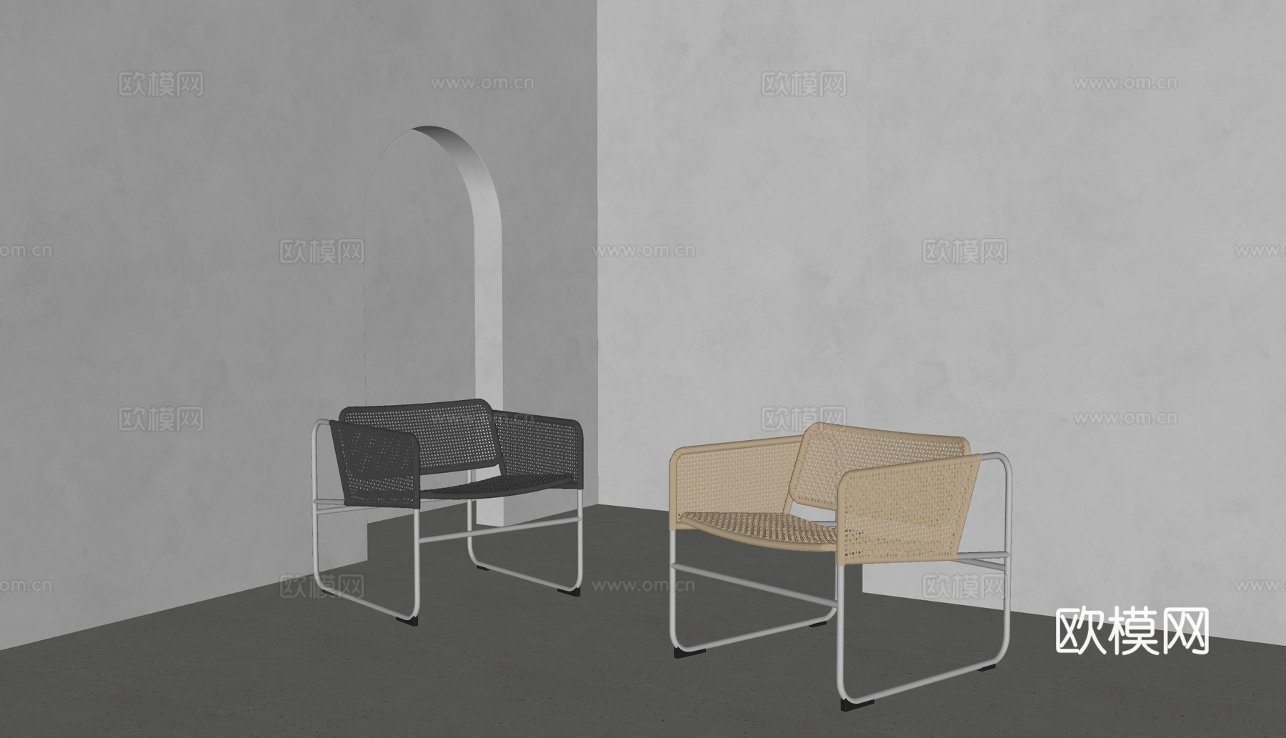 poliform现代餐椅 休闲椅 藤编椅 布艺椅su模型