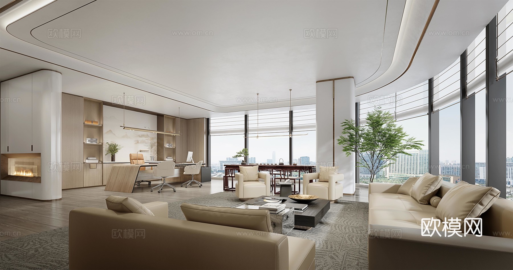 高级感公司办公室 最新全套施工图 效果图合集cad施工图