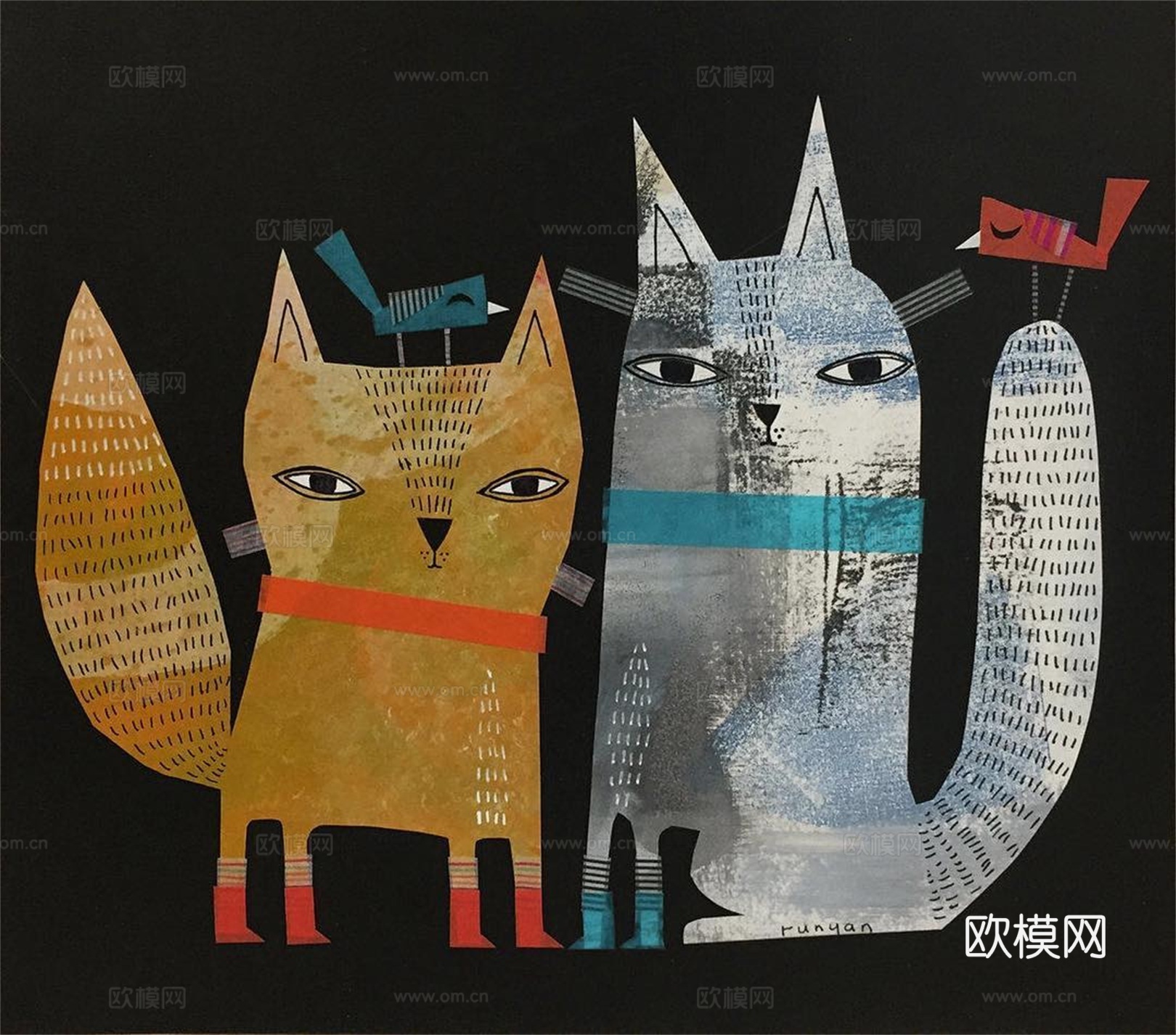 可爱动物手绘，创意童趣插画，猫咪动物插画，治愈系插画，可爱儿