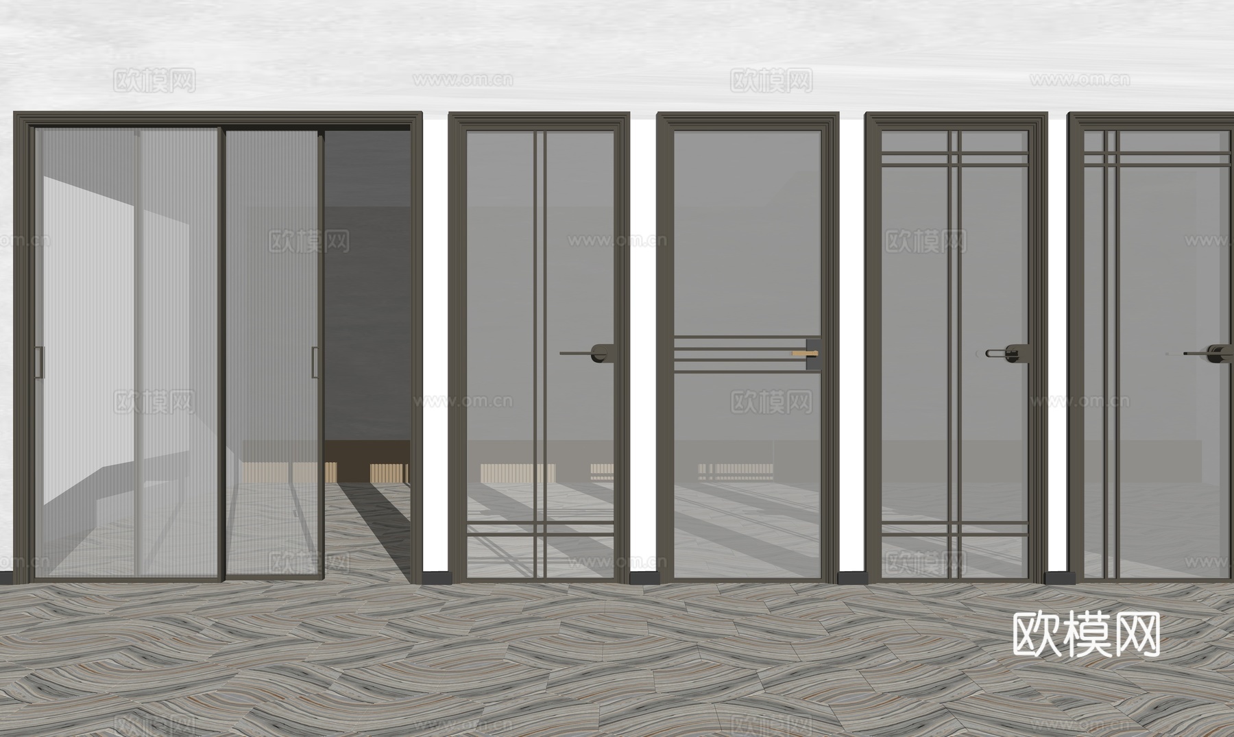 现代单双开玻璃门长虹玻璃普通玻璃su模型