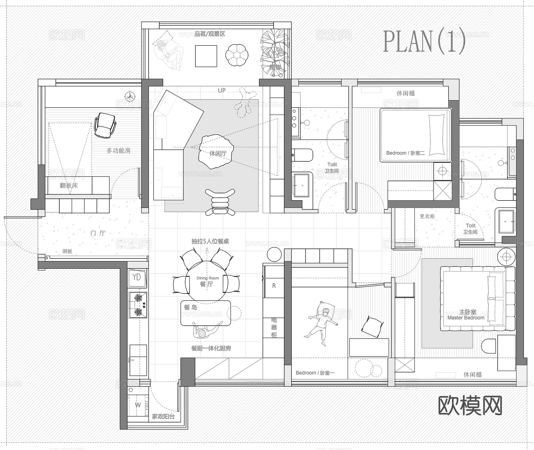 126㎡平层平面图cad施工图