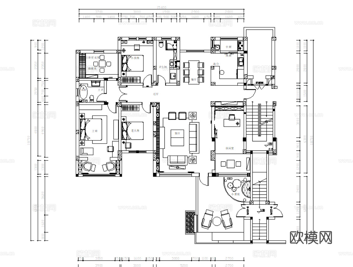 8套无主灯设计住宅样板间大平层别墅CAD施工图效果图实景图cad施工图