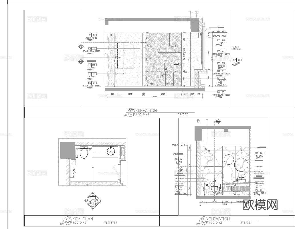 高层办公室 最新全套施工图 效果图合集cad施工图