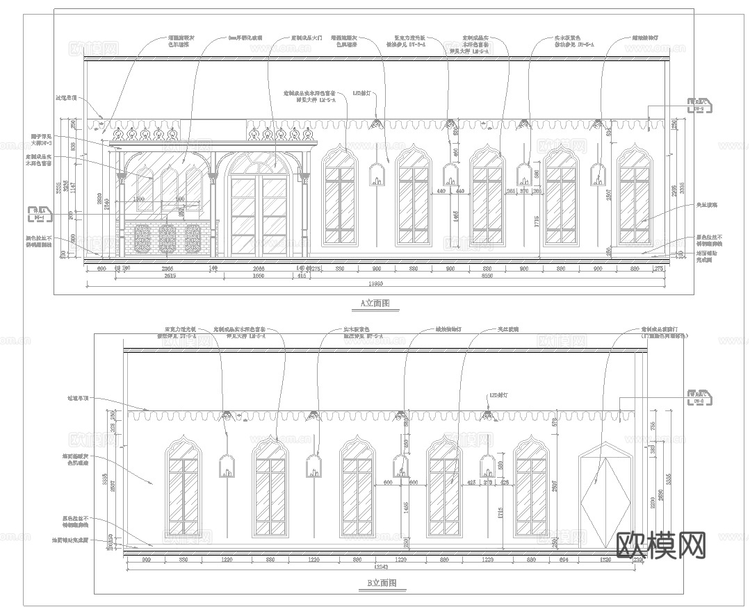 民族餐厅 最新全套施工图 效果图合集cad施工图