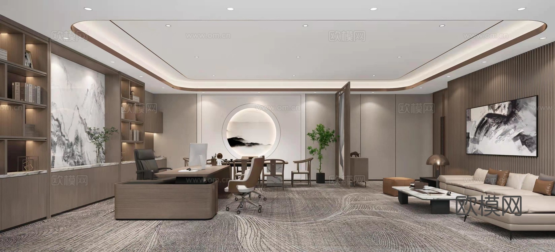 公司办公室 最新全套施工图 效果图合集cad施工图