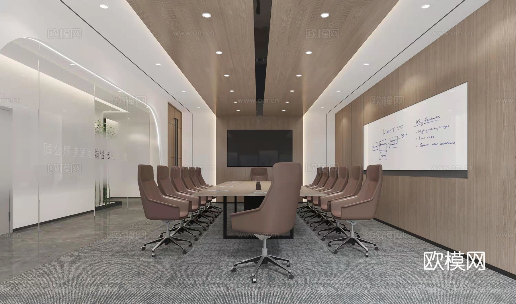 公司办公室 最新全套施工图 效果图合集cad施工图