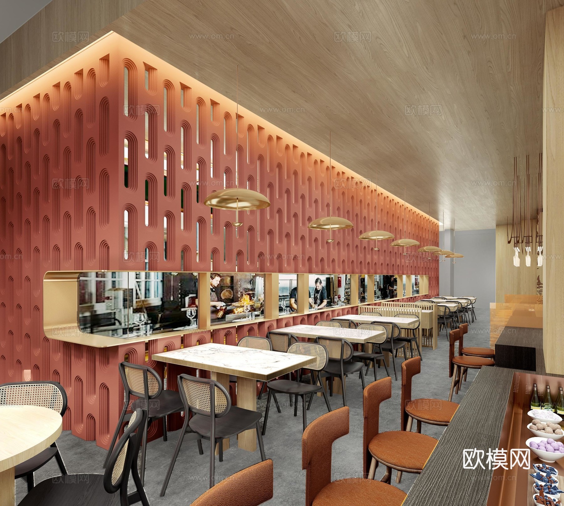 特色咖喱店 最新全套施工图 效果图合集cad施工图