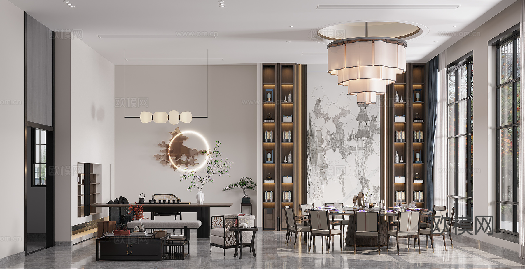 科技办公室 最新全套施工图 效果图合集cad施工图