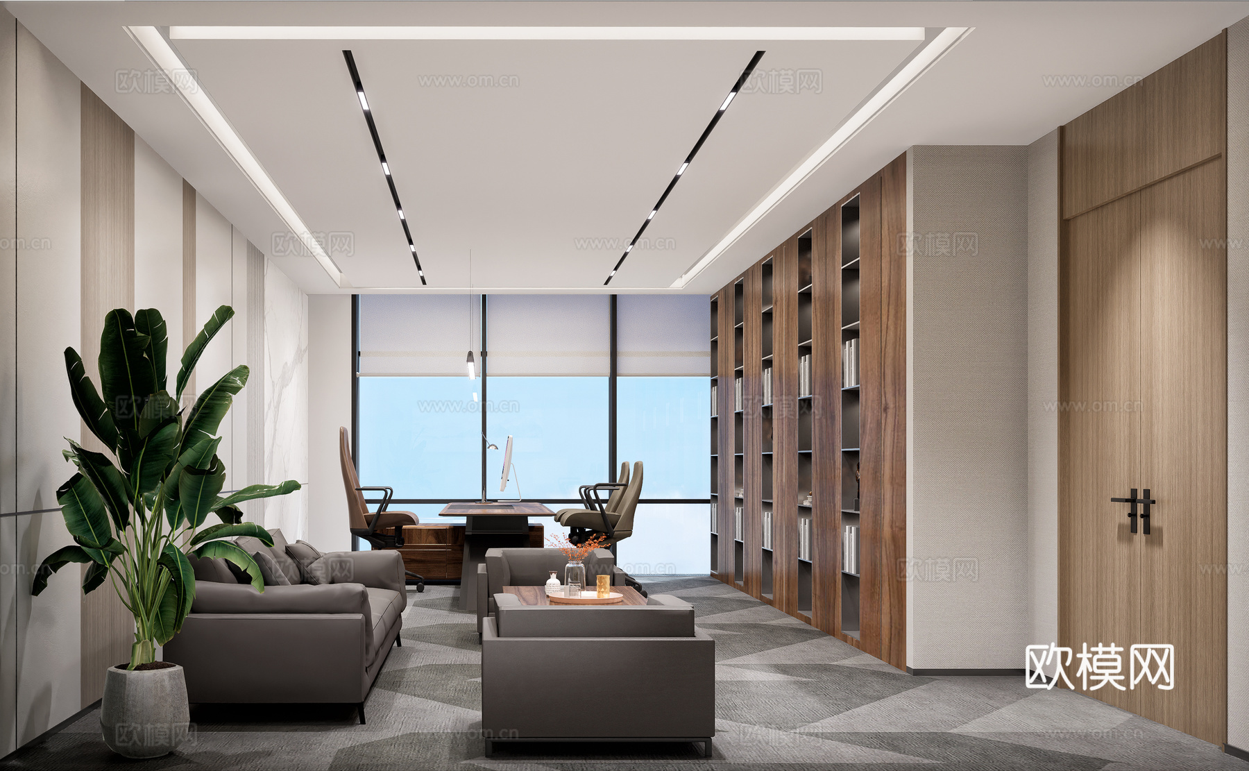 公司办公室 最新全套施工图 效果图合集cad施工图