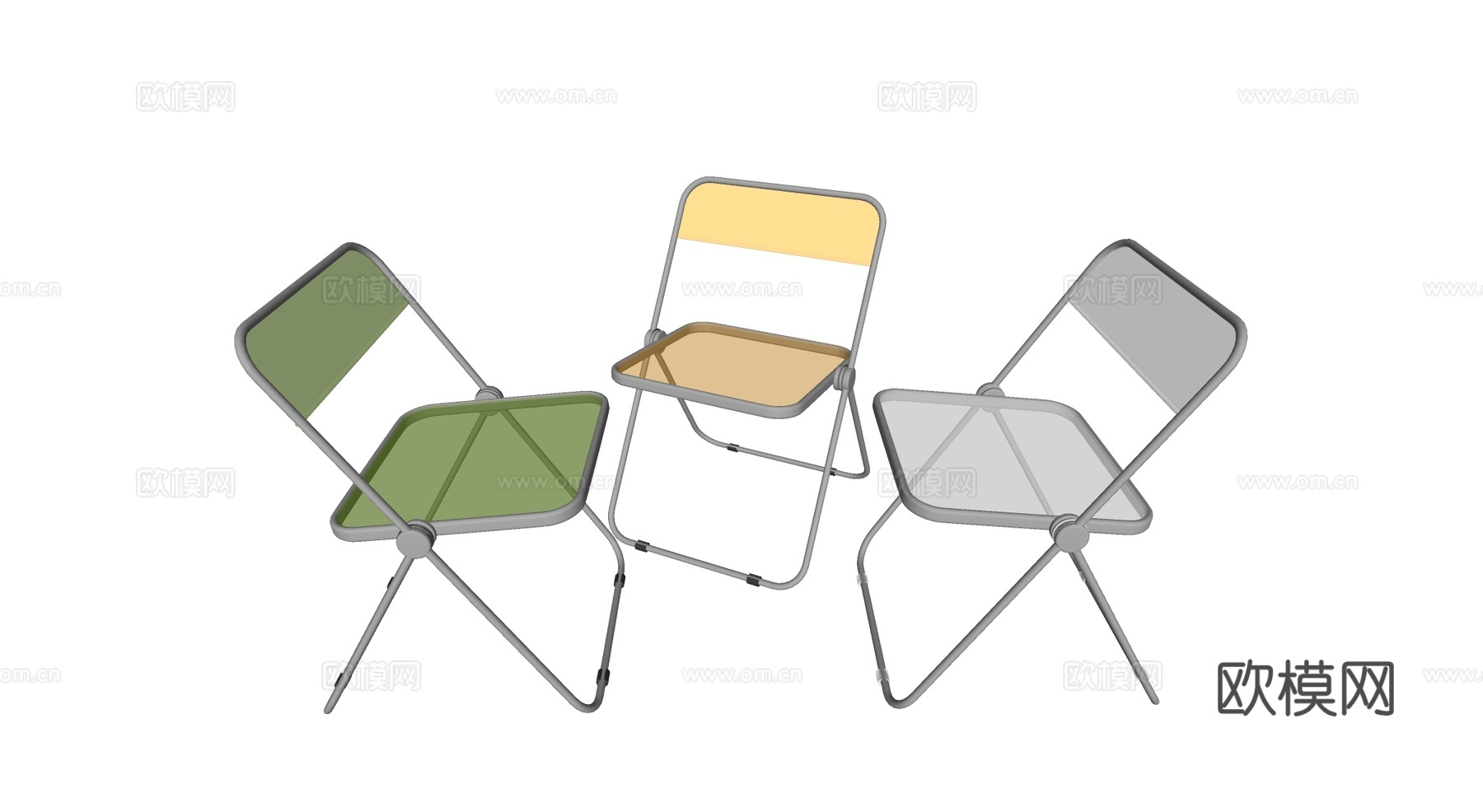 现代透明塑料折叠椅 宴会活动椅 彩色亚克力椅子 透明亚克力椅su模型