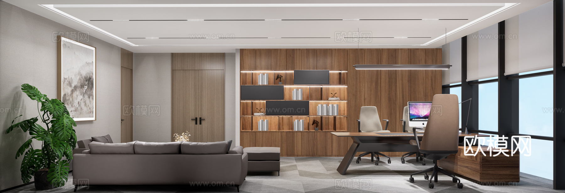 公司办公室 最新全套施工图 效果图合集cad施工图