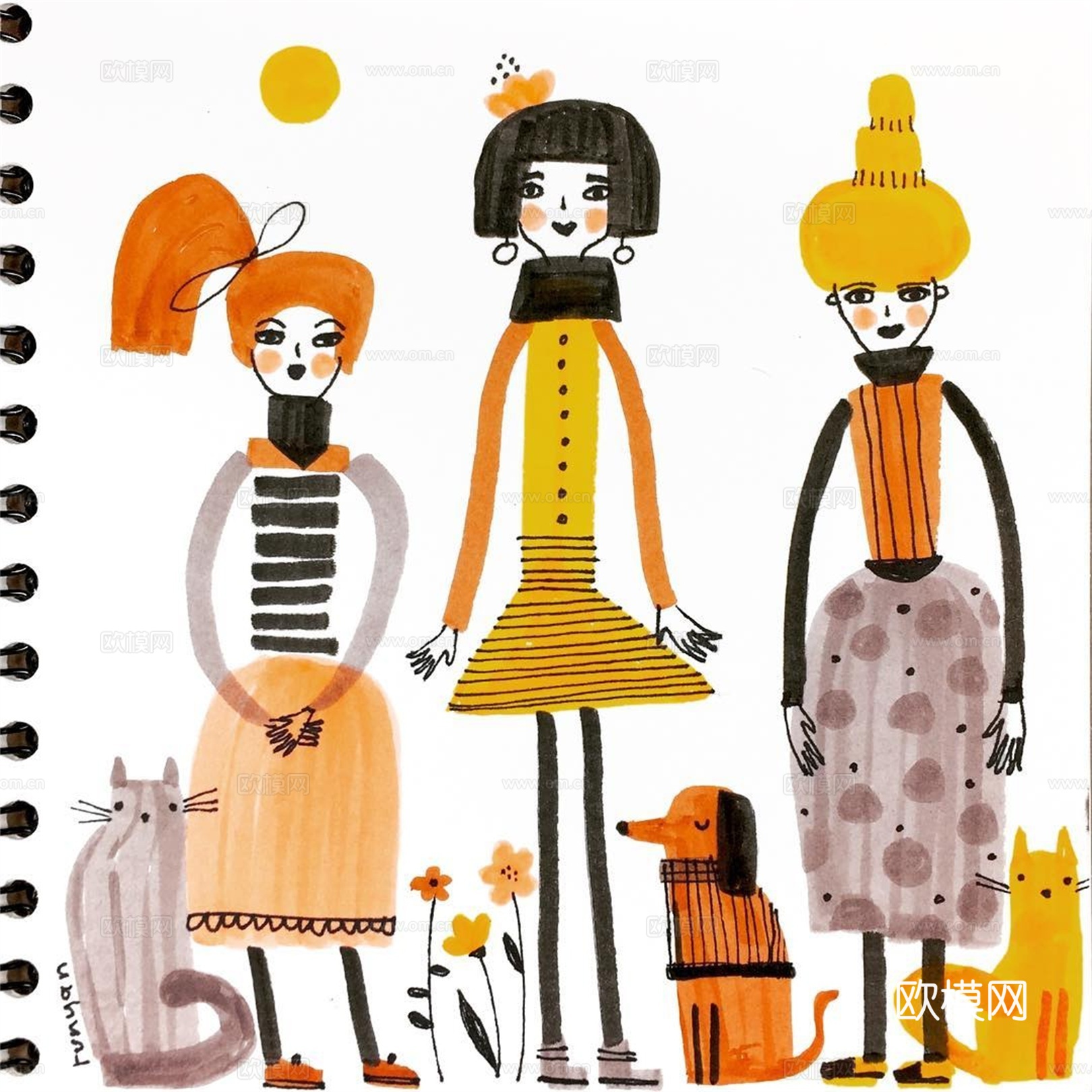 可爱动物手绘，创意童趣插画，猫咪动物插画，治愈系插画，可爱儿下载