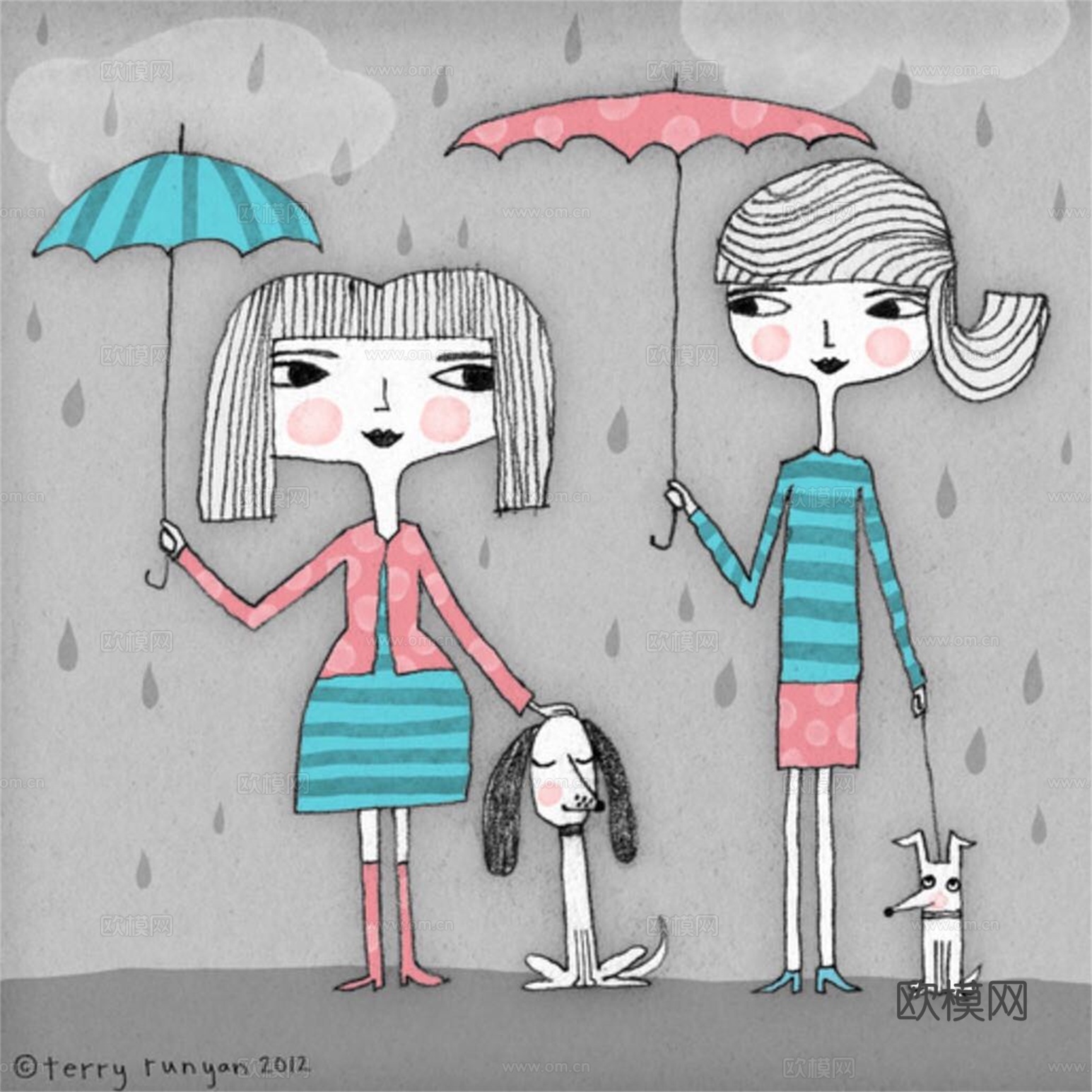 可爱动物手绘创意童趣插画猫咪动物插画治愈系插画可爱儿童插画下载