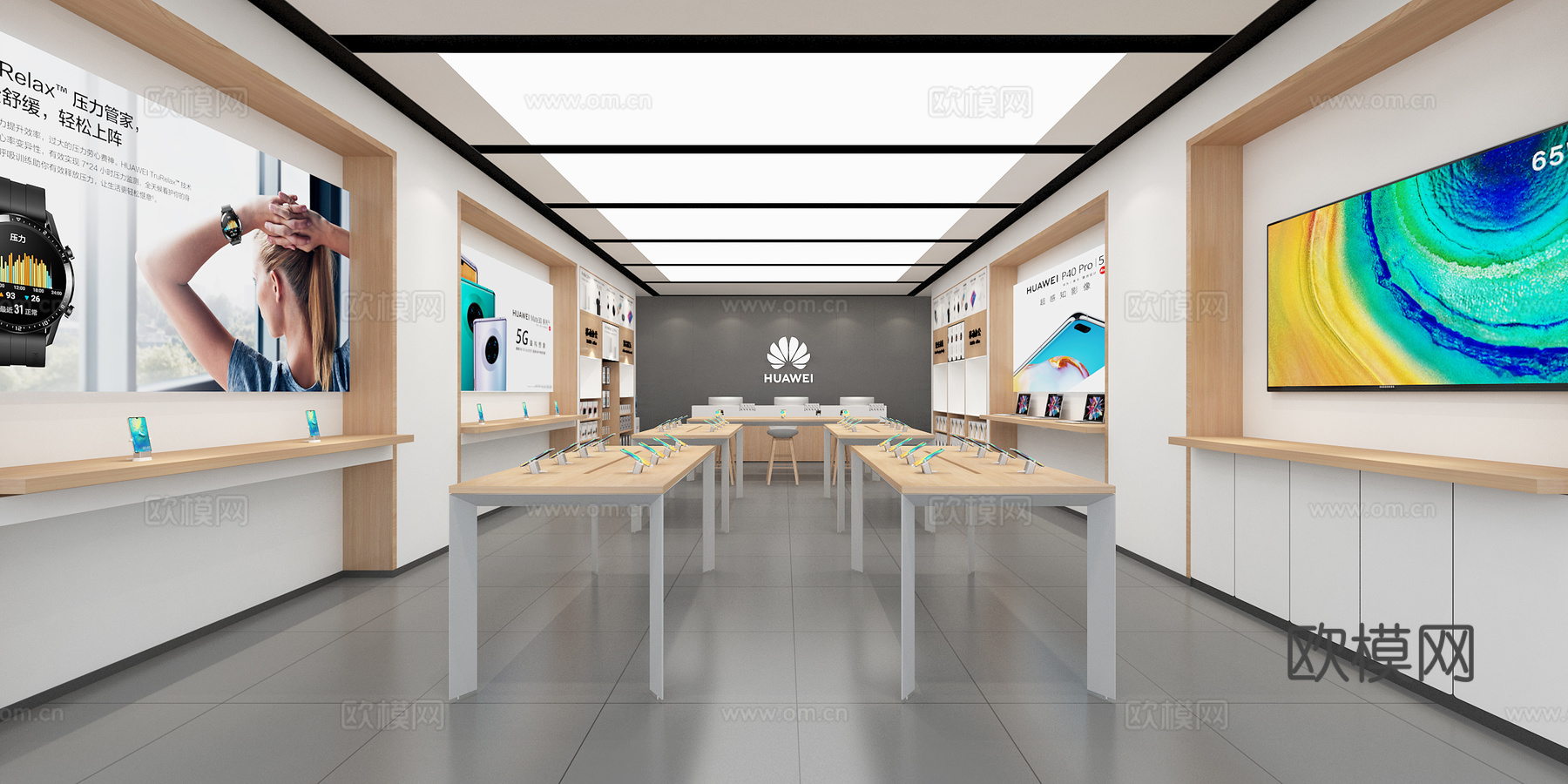 手机店 最新全套施工图 效果图合集cad施工图