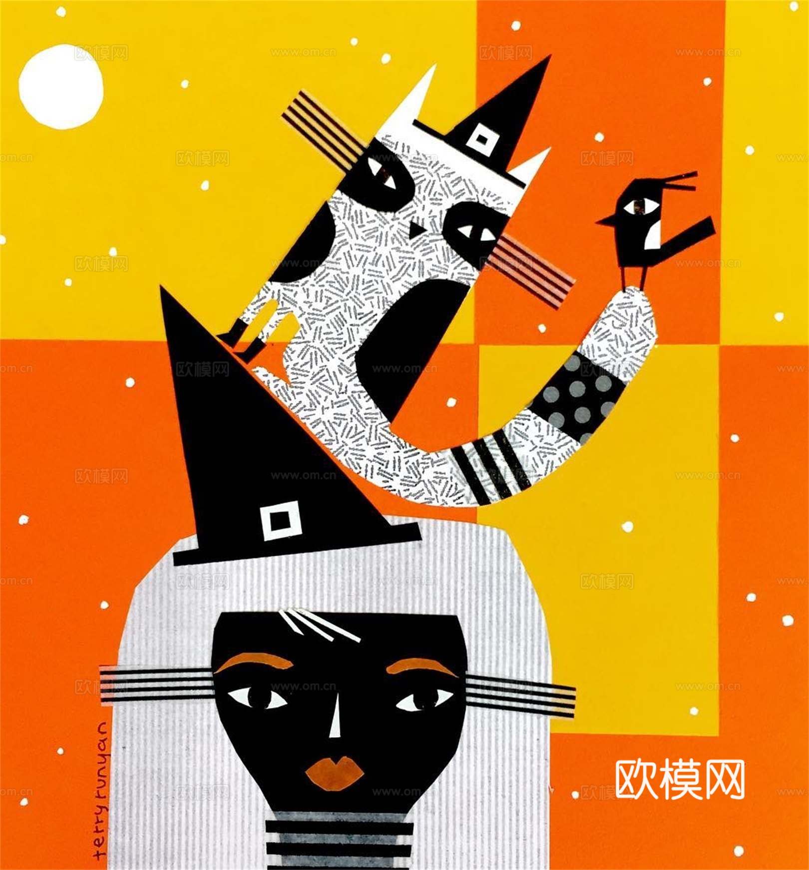 可爱动物手绘创意童趣插画猫咪动物插画治愈系插画可爱儿童插画下载