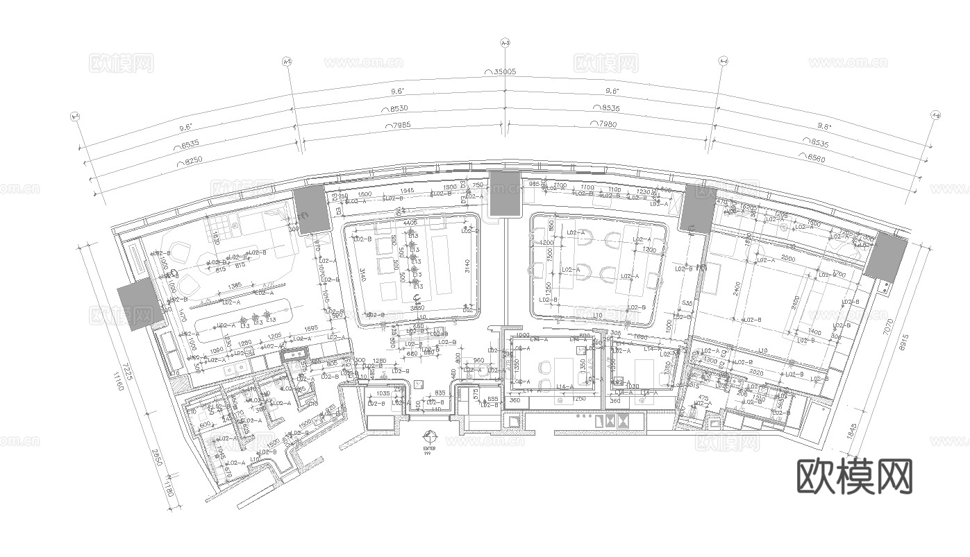高层办公室 最新全套施工图 效果图合集cad施工图