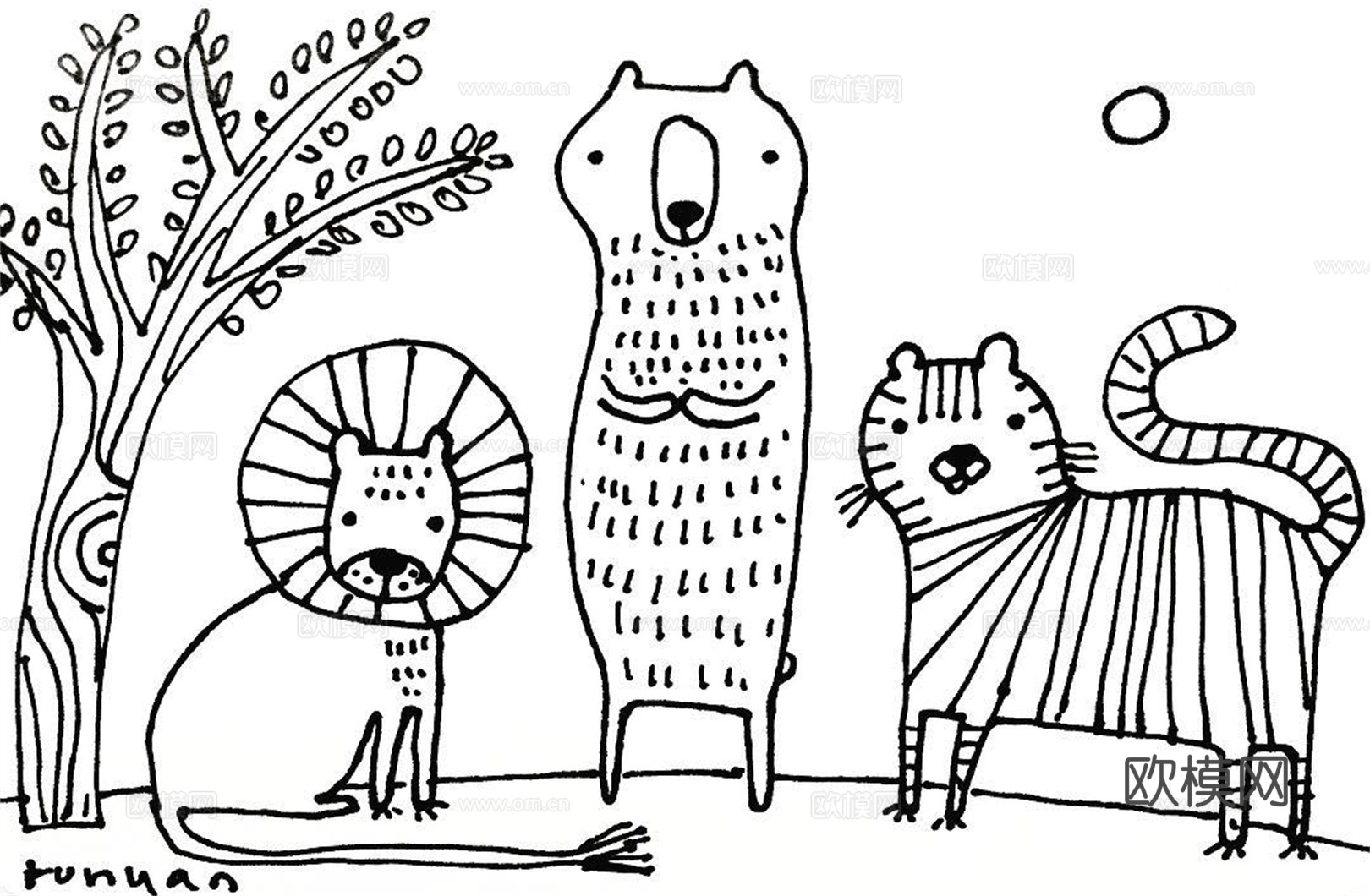 可爱动物手绘，创意童趣插画，猫咪动物插画，治愈系插画，可爱儿下载