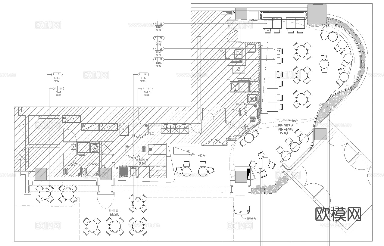 特色西餐厅 最新全套施工图 效果图合集cad施工图