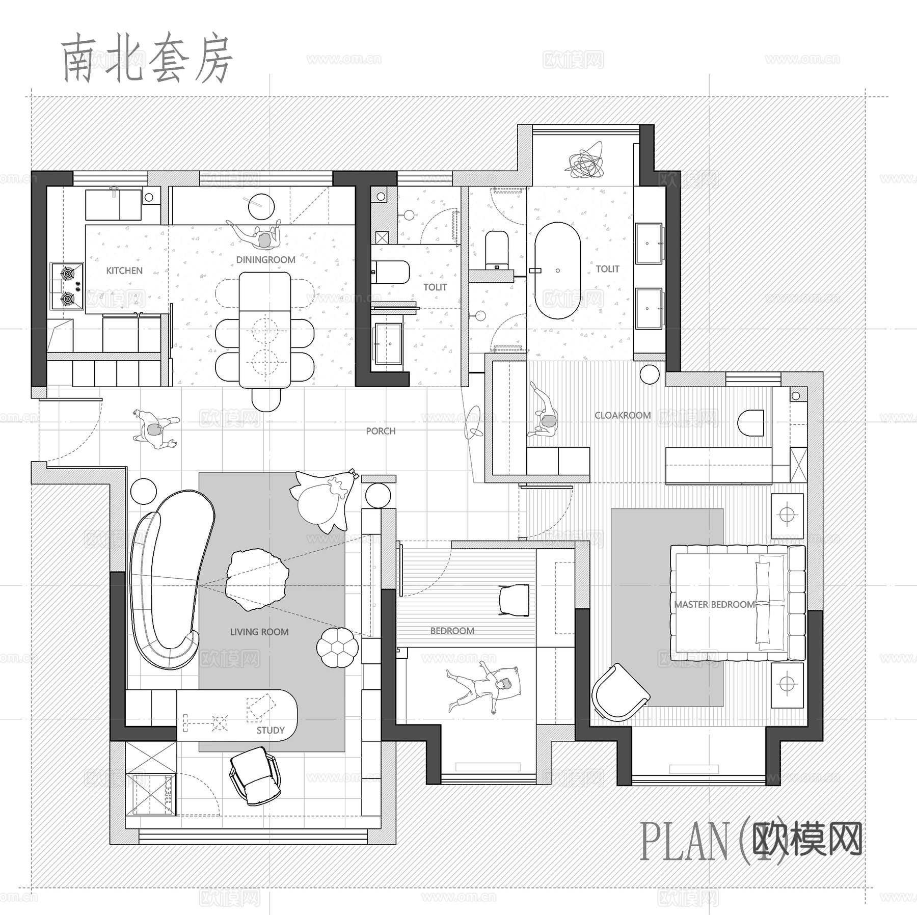 108㎡平层 平面图cad施工图