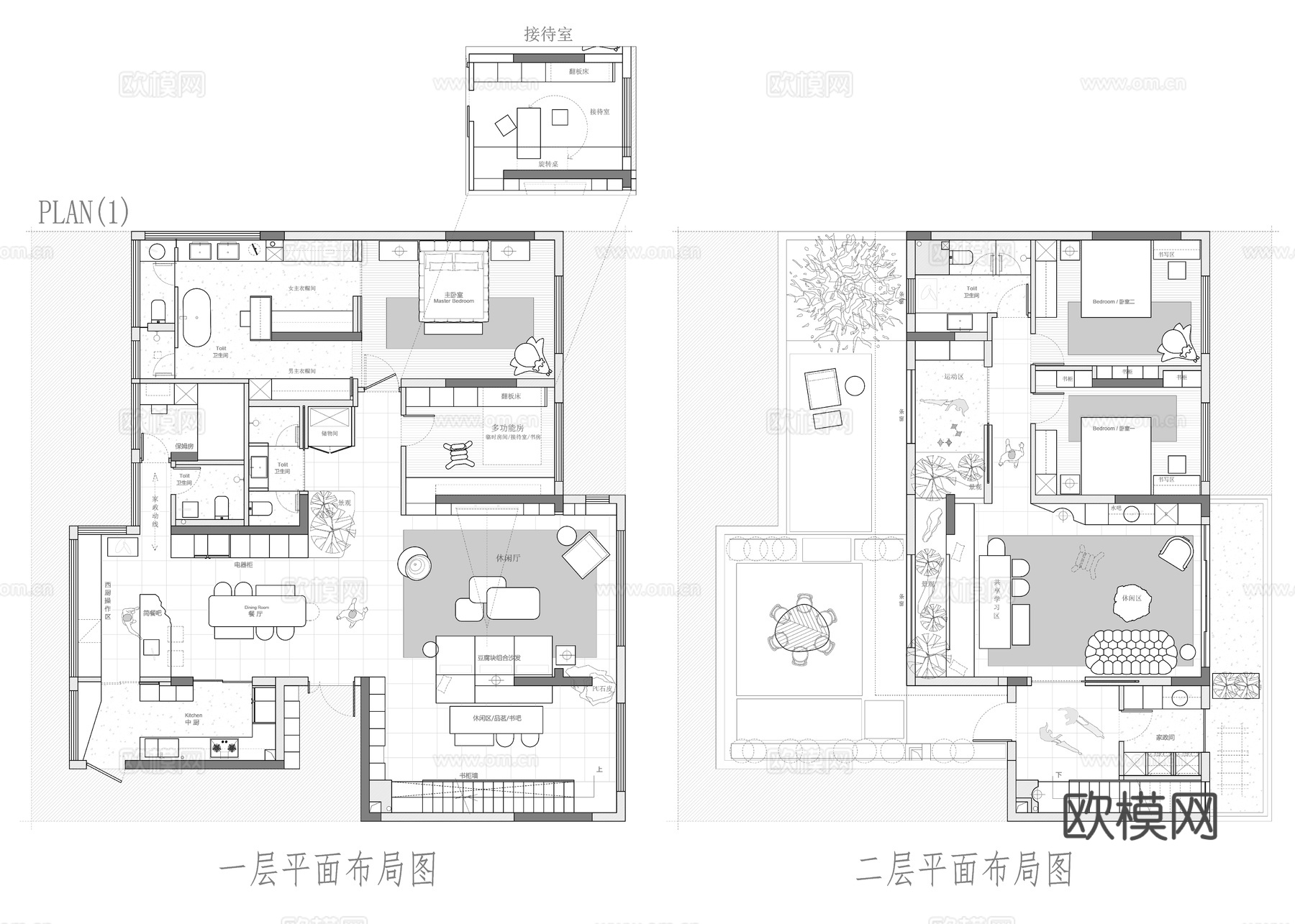 280㎡复式平面图cad施工图
