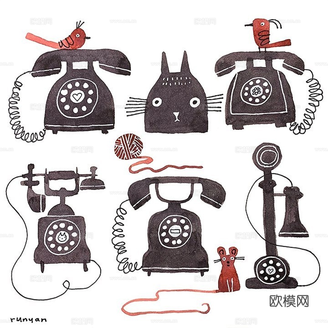 可爱动物手绘创意童趣插画猫咪动物插画治愈系插画可爱儿童插画下载